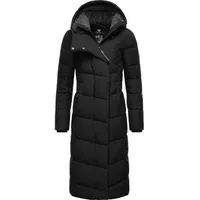 Ragwear Damen atmungsaktiver Wintermantel warmer wasserdichter Steppmantel lang mit Kapuze Pavla Long Intl Black Gr. L - L