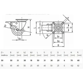 GEKO Lenkrolle PP TPR Ø50mm