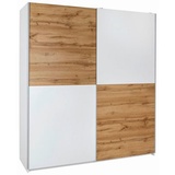 Schlafkontor Schwebetürenschrank 170 x 195 x 58 cm weiß/schrachbrett wildeiche