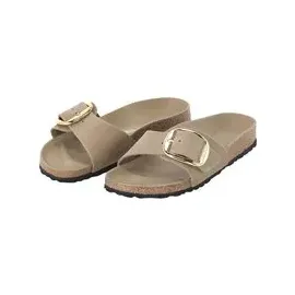 Birkenstock für Damen. 1030467 Leder-Sandalen Madrid Big Buckle" (Schmale Passform) hellbraun 36 Wohnung, Keine, Lässig