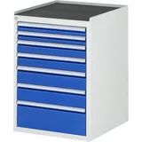 RAU Schubladenschrank Serie 7000, HxBxT 825 x 580 x 650 mm, 7 x 90%-Auszug-Schubladen 2 x 60, 2 x 90, 2 x 120, 1 x 180 mm, Arbeitsplatte Metall