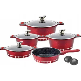 ZILNER Original 11-teiliges rotes Topfset Kochtopf Set | induktions Töpfe Set,Kochtöpfe,Töpfe Induktion | Kochgeschirr Set,Topfset - Rot