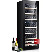 Kalamera Weinkühlschrank Upgrade, 84 Flaschen, 266 Liter, LED-Innenbeleuchtung Streifen, 2 Kühlzonen 5-10°C/10-18°C, KRC-266BFG
