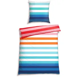 Schiesser Bettwäsche »Happy Stripe aus weicher Baumwolle und jeder Menge bunter Streifen«, MADE IN GREEN by OEKO-TEX® Schiesser Türkis B/L: 135 cm x 200 cm