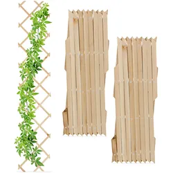 Relaxdays Rankgitter, ausziehbar, 3er Set, Rankhilfe für Kletterpflanzen, 180 cm, Garten, Balkon & Terrasse, Holz, natur