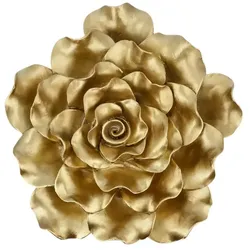 Wanddekoration Blume , gold , Polyresin (Kunstharz) , Maße (cm): T: 8  Ø: 23