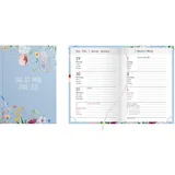 IDENA 12042 - Taschenkalender DIN A7 2026 "Mein Jahr", 1 Woche auf 2 Seiten, Terminplaner mit Hardcover-Einband, Blütenmotiv und Leseband