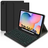 Hülle mit Tastatur für Samsung Tab S6 Lite (Deutsches QWERTZ), Galaxy Tab S6 Lite Hülle mit Pencil Halter, Beleuchtung Abnehmbarer Tastatur für Samsung Galaxy Tab S6 Lite 10.4” 2024/2022/2020, Schwarz