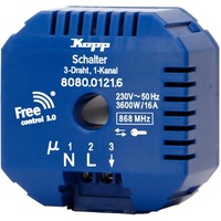 Kopp 808001216 Free Control 1Kanal/3Draht Funk-Empfänger: 3-Draht/1-Kanal, 1 Schaltkontakt, max. 3.600 W