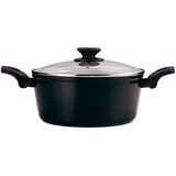 Fagor Vivant Kochtopf Induktion 20 cm Aluminium Antihaftbeschichtung PFOA frei, Glasdeckel Schwarz