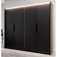 Casa Padrino Luxus Schlafzimmerschrank Schwarz / Naturfarben - Massivholz
