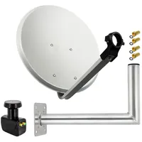PremiumX SAT Anlage 45cm Hellgrau Satellitenantenne Stahl Twin LNB