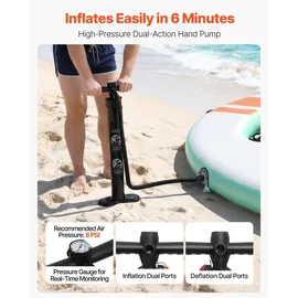 Vevor Aufblasbares Schwimmdock, 3,05x2,44 m, Schwimmplattform mit Rutschfester Oberfläche, Tragetasche & Abnehmbarer Leiter, Schwimmende Insel, Wasserplattform für Pool, Strand & Meer, Oval