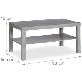 Relaxdays Couchtisch Betonoptik 90 x 45 x 55 cm