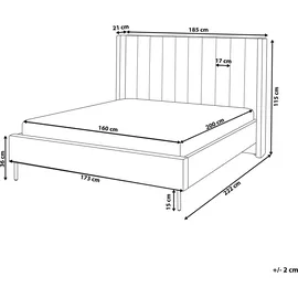 Beliani Bett, mit Lattenrost Samtstoff Villette 160 x 200 cm