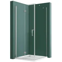 Hopibath Eckdusche Falttür Duschkabine Duschtür faltbar mit Seitenwand H:195cm, BxT: 80x80 cm, 5mm NANO Glas, Scharniertür mit Seitenglas, 70-120 x 75-90 x 195 cm, mit Alu Bodenleiste & Alu Haltestangen silberfarben 80 cm x 195 cm x 80 cm