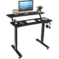 Computertisch elektrisch auf Rollen 2-Stufig Steh-Schreibtisch höhenverstellbar