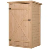 modfu Geräteschrank für den Außenbereich Holz Naturholz 75x56x115 cm mit 2 Innenböden und abschließbarer Tür