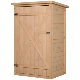 modfu Geräteschrank für den Außenbereich Holz Naturholz 75x56x115 cm mit 2 Innenböden und abschließbarer Tür
