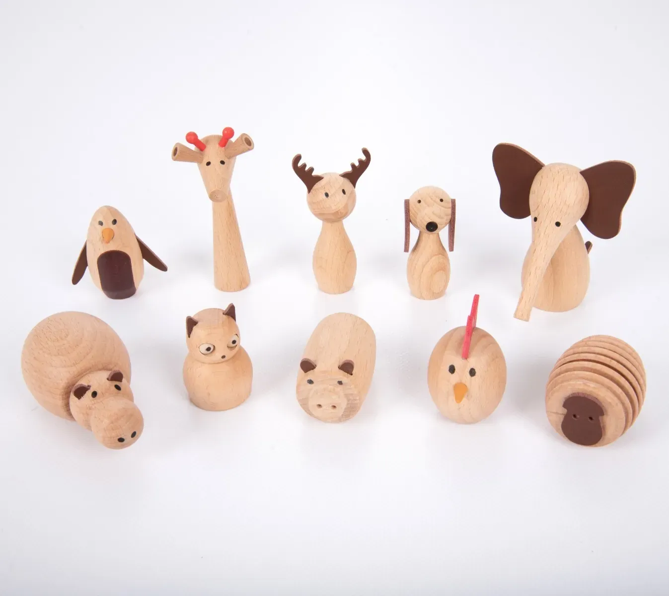 Holz-Tierfiguren Set 10-tlg. fcr Kinder, Buchenholz, 47 cm, natur, inkl. Baumwollbeutel - tickit Tierfreunde - ff6rdert Fantasie