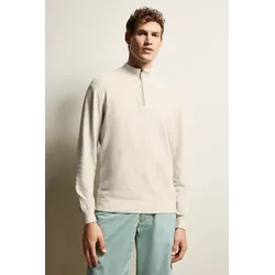 Troyer BUGATTI, Herren, Gr. XXL, beige, Sweatware, 100% Baumwolle, casual, regular fit, ohne Ausschnitt, Langarm Rippbündchen, Pullover, mit feiner 2-tone-Struktur