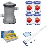 Bestway - Poolsauger AquaClean & Filterpumpe 2006 L/u & 4 Filter Typ II & WAYS Scheuerbürste
