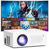 Puxinat Beamer, Mini Beamer Bluetooth5.2 Full HD 1080P Tragbarer Outdoor/Heimkino Projektor, 50% Zoom 200-Zoll-Display, Kompatibel mit TV Stick/HDMI/Smartphone/Spielkonsole/USB [Inkl. Fernbedienung]