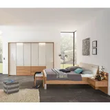 Dieter Knoll Schlafzimmer, Eiche, Champagner, Holz, Glas, Eiche, teilmassiv, 8 Fächer, 180x200 cm, Schlafzimmer, Schlafzimmer Komplett