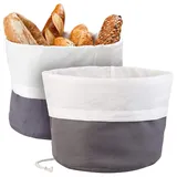 Rosenstein & Söhne 2er-Set XL-Brotkorb aus Baumwolle, verschließbare Kordel, Ø 25 cm