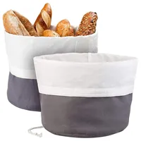 Rosenstein & Söhne 2er-Set XL-Brotkorb aus Baumwolle, verschließbare Kordel, Ø 25 cm