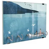 DEQORI Schlüsselbrett 'Zwischen Himmel und See', (1 St), Schlüsselhalter Schlüssel Haken Schlüsselboard modern Schlüsselleiste blau