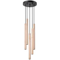 Sollux Lighting Pastelo 5-flg. 25 cm rund Holz beige