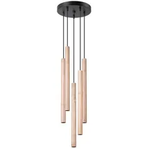 Sollux Lighting Pastelo 5-flg. 25 cm rund Holz beige