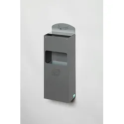 PROREGAL Robuster Wandascher mit Schild | 4 Liter, HxBxT 55x14,5x22cm | Verzinkter Stahl | Silber | Ascher Aschenbecher