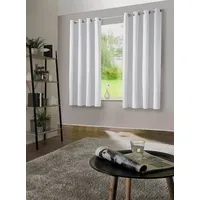 heimtexland ® 1 Paar Thermo- Verdunklungsgardinen Ösenschal Vorhänge Verdunkelnd Isolierend Blickdicht Verdunkelungsvorhänge HxB 160x135 Grau Weiß Typ139