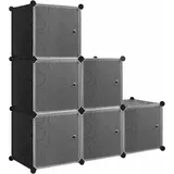 Woltu - Schuhboxen stapelbar, Schuhregal mit 6 Stapelboxen, Aufbewahrungsbox mit Tür, diy Steckregal, Kunststoffbox für Schuhaufbewahrung,