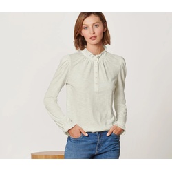 Tchibo - Langarmshirt mit Rüschen - Damen - Gr. XS - weiß