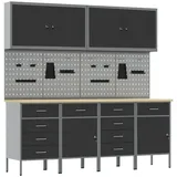 vidaXL Werkbank Werkstattschrank Set Set von 10 Schwarz Stahl 200 x 55 x 200 cm, (10-tlg)