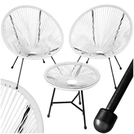 Tectake Essgruppe 2 Gartenstühle Santana Weiß