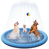 YAUNGEL Hundepool, 170 cm, Planschbecken für Große & Kleine Hunde, 0.58mm Verdickt Anti-Rutsch Matte Faltbarer Langlebig Splash Pad für Sommer, Garten