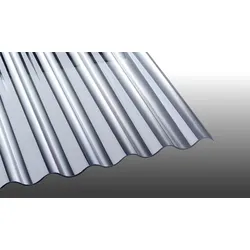Polycarbonat Wellplatte in Glasklar, 1,0 mm, S 76/18 - 1120 x 3000 mm Dachplatte aus Polycarbonat - Nutzbreite 1064 mm