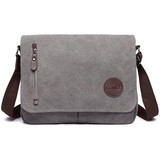 KONO Leinwand Laptop Messenger Taschen 13,5 Zoll Canvas Satchel Messenger Schultertasche Umhängetaschen für Herren Arbeits-Laptoptasche (Grau)