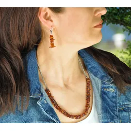 Steuer Ohrhänger Set aus Collier und Ohrhänger Bernstein braun MPNR one-size