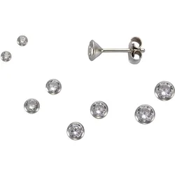 Paar Ohrstecker »925 Silber Set 3 Paar 3mm«, 89405145-0 weiß + weiß