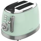 Cecotec Toaster Toast&Taste 800 Vintage Light Green, 850 W, Doppelte Extra breite Kurzschlitze von 3,8 cm, 2 Toastscheiben, Edelstahl-Finish, Vintage-Stil, 3 Funktionen, Grün
