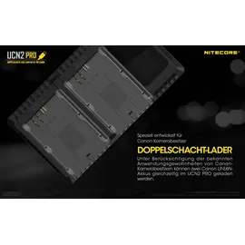 Nitecore UCN2 Pro Doppel Charger für Canon LP-E6