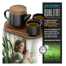 Arendo Teeservice 0,6 l Schwarz 2 St.