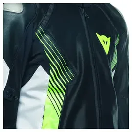Dainese Super Rider 2 Absolute, Leder-Textiljacke wasserdicht - Schwarz/Weiß/Neon-Gelb - 56