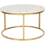 Beliani Couchtisch Beige mit Gold Stahlbeinen Poliert Marmor Optik Tischplatte Glänzend Rund Modern
