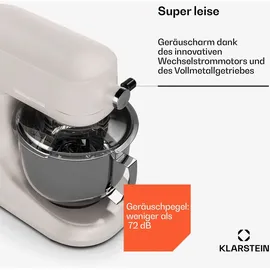 Klarstein Chiara Küchenmaschine – 5L Edelstahlschüssel, 12 Geschwindigkeiten, LCD-Touch-Display, Leise ≤72 dB, Spülmaschinenfestes Patisserie-Set, Aluminium-Druckgussgehäuse, Sand